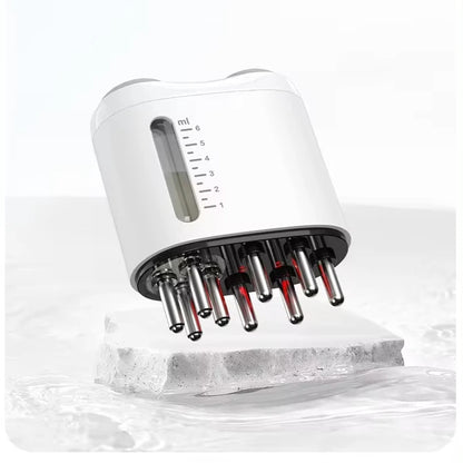 Applicateur-masseur blanc avec neuf embouts métalliques arrondis