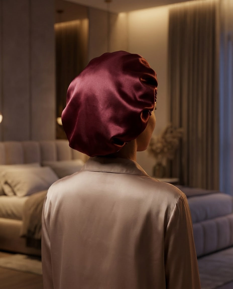 Bonnet satin ajustable pour cheveux — Velyne Nuit